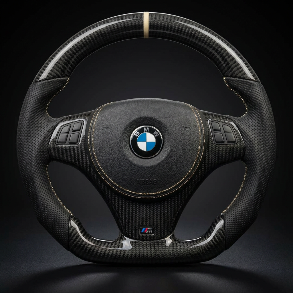 Volant personnalisé BMW E8X E9X sur mesure - alcantara carbone forgé - Custom By Us
