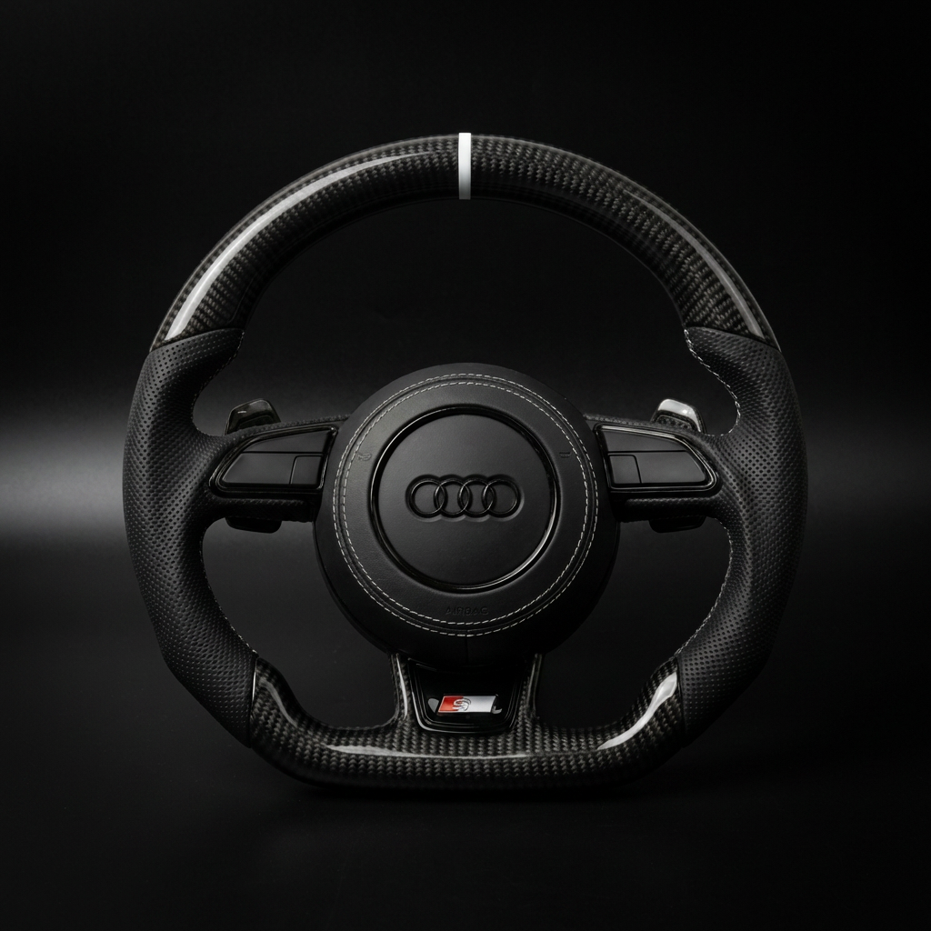 Volant personnalisé Audi A3 S3 RS3 8P A4 B7 B8 sur mesure - alcantara carbone - Custom By Us