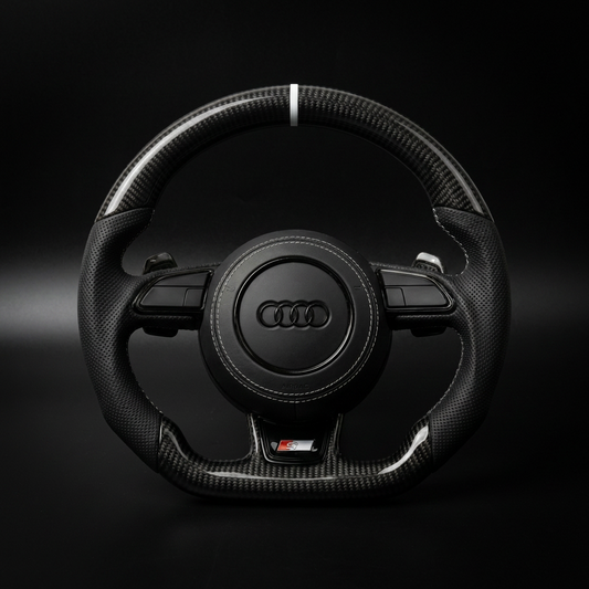 Volant personnalisé Audi A3 S3 RS3 8P A4 B7 B8 sur mesure - alcantara carbone - Custom By Us