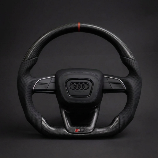Volant personnalisé Audi A3 S3 RS3 8Y Q4 e-tron sur mesure - alcantara carbone forgé - Custom By Us