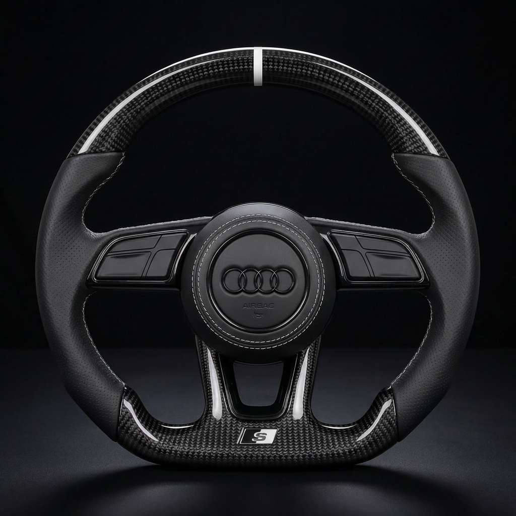 Volant personnalisé Audi A3 S3 RS3 8V 8Y A4 B9 sur mesure - alcantara carbone - Custom By Us