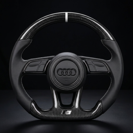 Volant personnalisé Audi A3 S3 RS3 8V 8Y A4 B9 sur mesure - alcantara carbone - Custom By Us