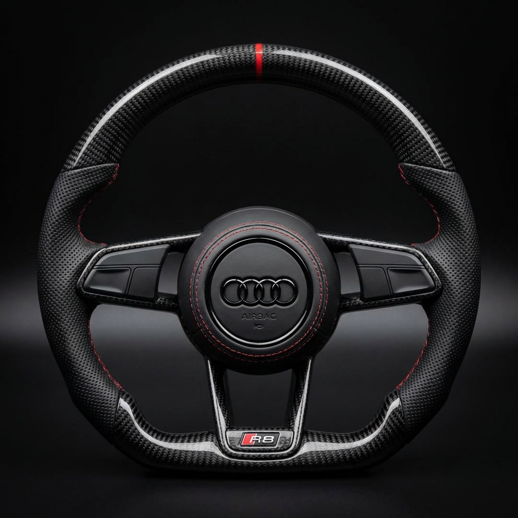 Volant personnalisé Audi R8 V10 TT TTS TTRS 8S sur mesure - carbone forgé LED - Custom By Us