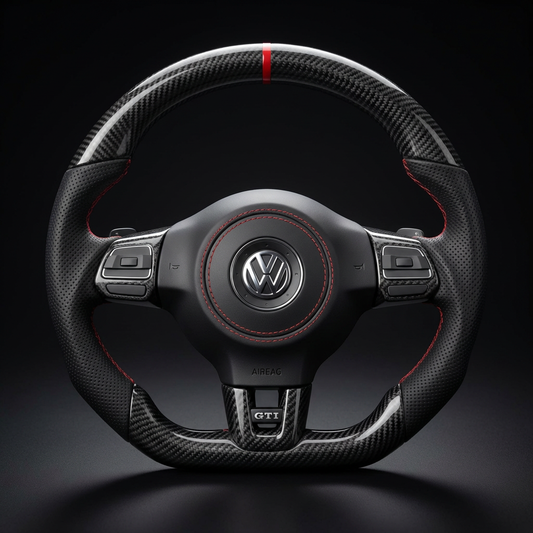 Volant personnalisé Volkswagen Golf 6 MK6 GTI Golf R sur mesure - alcantara carbone - Custom By Us