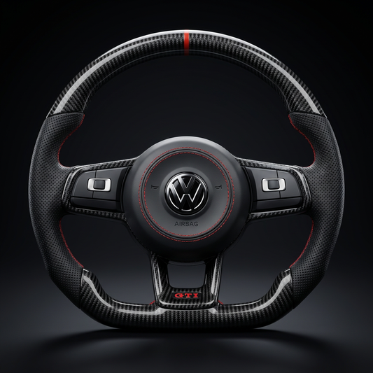 Volant personnalisé Volkswagen Golf 7 MK7 GTI Golf R sur mesure - alcantara carbone - Custom By Us