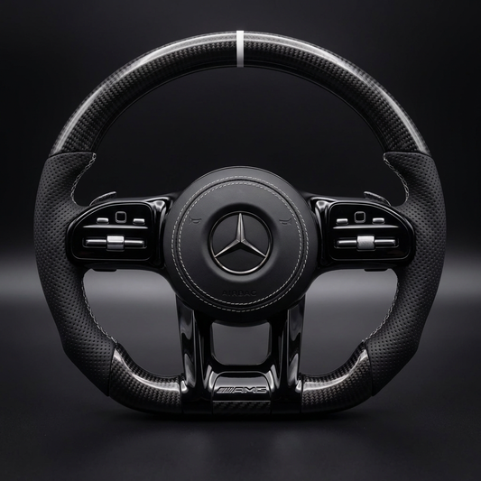 Volant personnalisé Mercedes W213 E63 AMG W205 Facelift CLS C257 sur mesure - carbone LED - Custom By Us