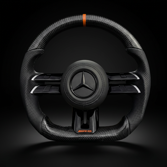 Volant personnalisé Mercedes W206 C63 Classe S W223 A45s AMG sur mesure - carbone LED - Custom By Us