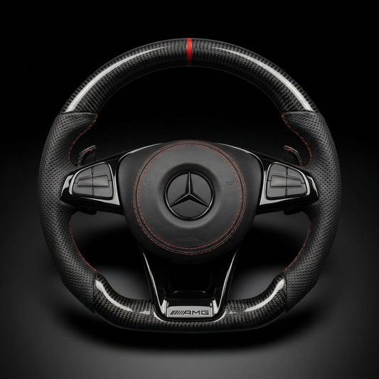 Volant personnalisé Mercedes W205 C63 AMG GLC Classe A GLA sur mesure - carbone forgé - Custom By Us