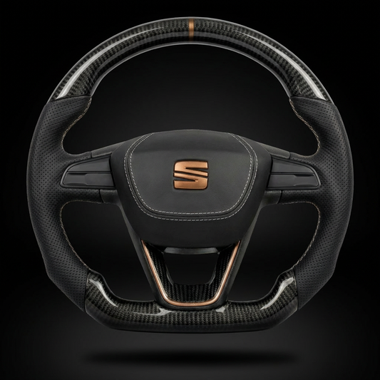 Volant personnalisé Seat Leon Cupra 5F 280 290 300 sur mesure - alcantara carbone - Custom By Us